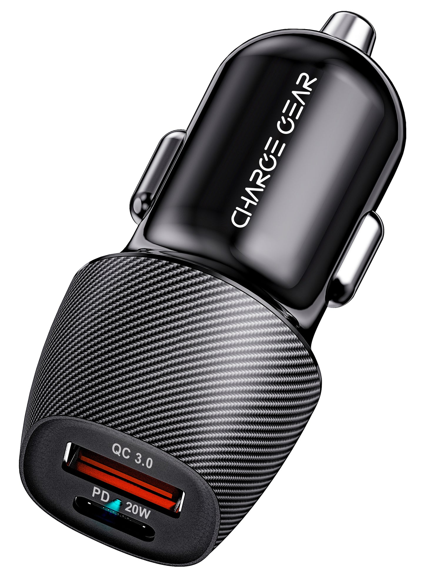 CHARGEGEAR 20W PD CAR CHARGER WITH 1X USB-A QC3.0 PORT & TYPE-C 20W PD PORT